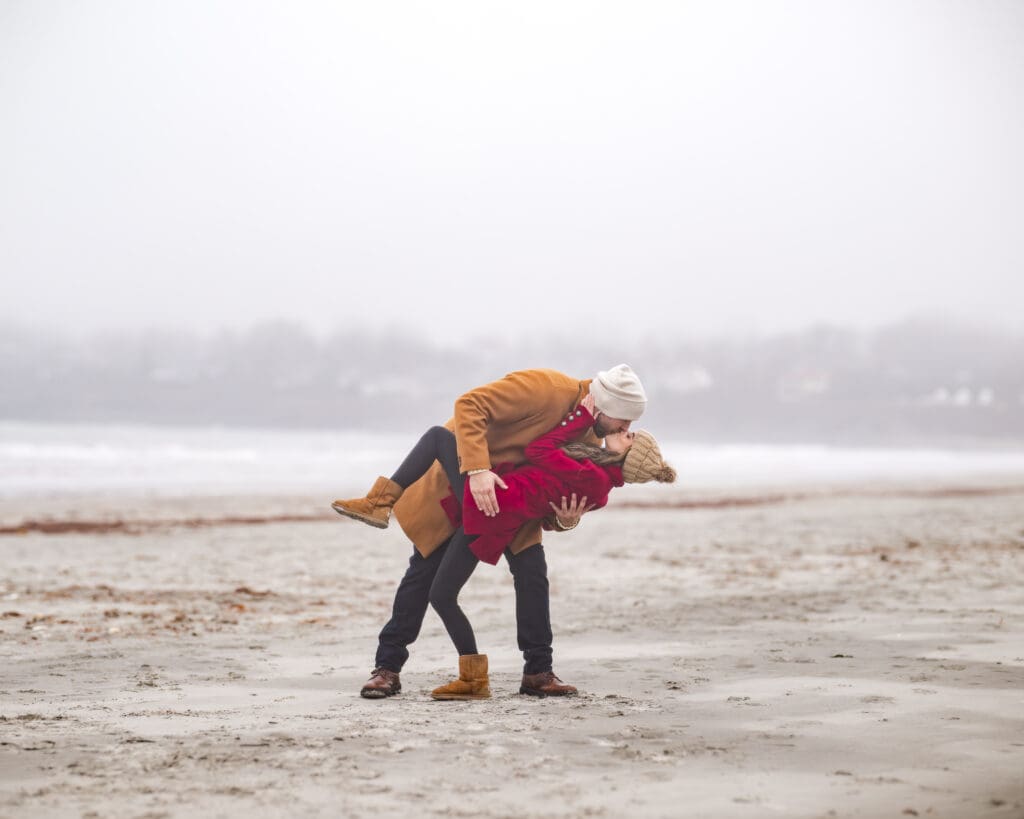 Winter Beach engagement, engagement on a RI 